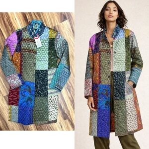 One of A Kind Colorful Patchwork Kantha Quilted Jacket